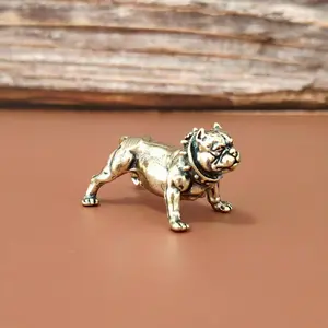 Creative Brass Bully Dog Vintage Home Decor Craft, Office Desktop Tea Pet Animal Statue Figurine Ornament, Christmas Gift No Plug Needed