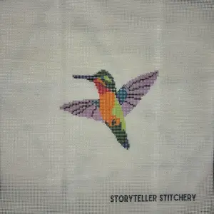 Hummingbird Printed Needlepoint CANVAS | Small Southwest Design (Canvas Only)