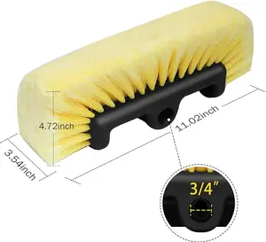 10" Car Wash Brush with Soft Detailing Bristle, Flow-Thru Dip Brush for Car Boat RV Camper Truck Washing