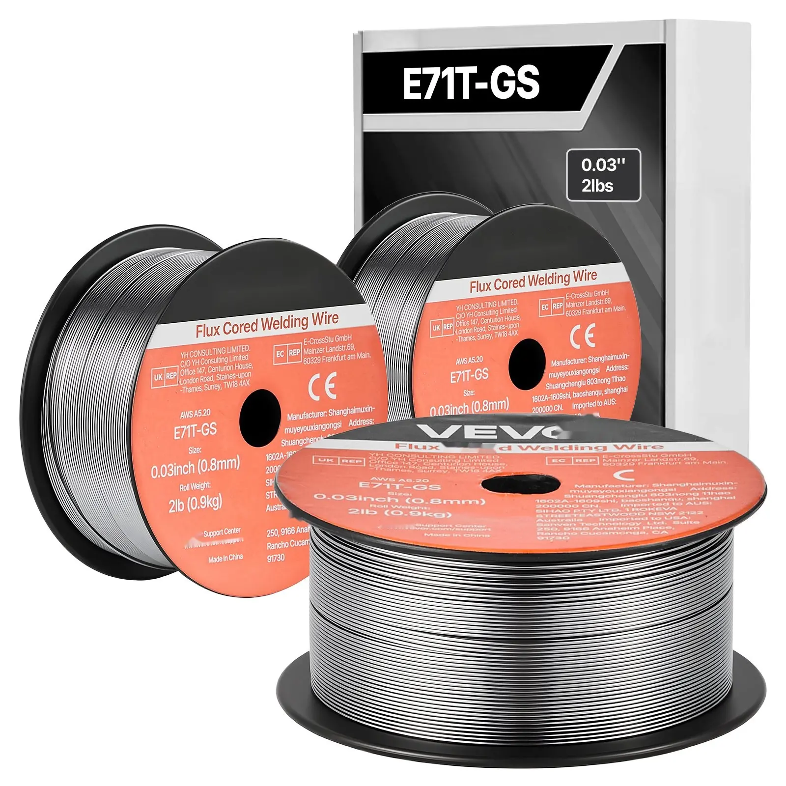 Flux Core MIG Welding Wire E71T-GS 0.03-Inch, 2 Lb Spool, Gasless Self-Shielded Mild Steel Welding Wire With Low Spatter For All-Position Arc Welding, Outdoor Use, Pack Of 3 Rolls!