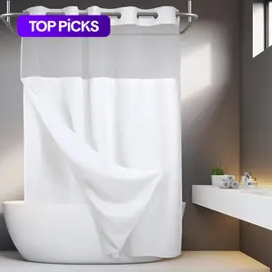 Waffle Pattern Shower Curtain, 1 Count Double-Layer Waterproof Shower Curtain, Removable Shower Curtain with Snaps, Bathroom Accessory & Supplies