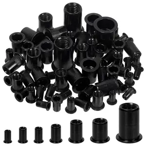 50 count 3/8"-16UNC Rivet Nuts Kit Black Zinc Plated Carbon Steel Flat  Rivnut Threaded Insert Rivet Nuts Assortment Set