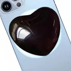 Cute Black Heart Magnetic Phone Grip Compatible with MagSafe - Large 3D Glass Phone Stand for Kindle, iPhone,iPad - Adatper for Magsafe Included - Aesthetic Phone Charm and Accessories for Women