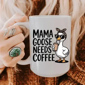 Mama Goose Needs Coffee Mug, Funny Mom Mug, Cute Goose Coffee Cup, Motherhood Humor Mug, New Mom Gift, Mother’s Day Mug, Mom Life Cup