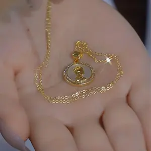 LisiZen Women's Necklace, Trendy Japanese and Korean Style Zircon Queen Head, Unique New Design Pendant, Stylish Titanium Steel Necklace for Elegant Look DZXL4065