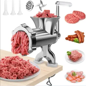 1 Set Meat Grinder Manual Mincer For Home Use Sausage Maker & Burger Patty Stuffer with Table Clamp,Hand Operated Kitchen Tool for Homemade Pork,Beef,and Sausage - Easy to Clean,Hand Tools Kits