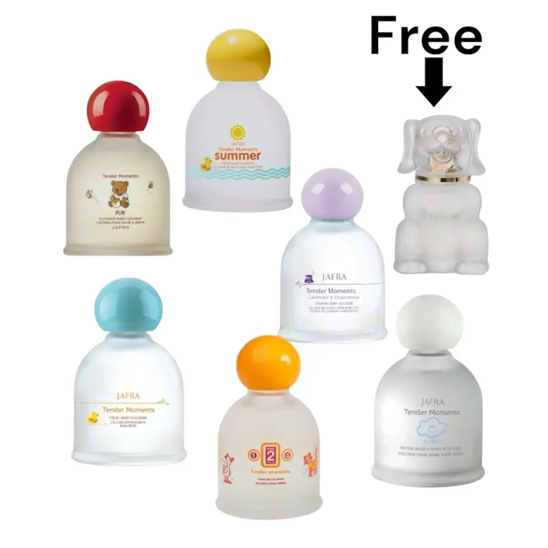 Jafra SET tender moments 6 pc  unisex in glass bottle and box