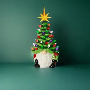 1pc Artificial Lights Christmas Tree with Multiple Colorful Lights Gnomes Small Mini Pre-Assembled Christmas Table Decorations