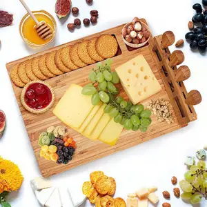 Bamboo Cheese Board Set, Eco-Friendly Bamboo Cutting Board, Perfect for Charcuterie & Snacks, Durable Kitchen Accessory