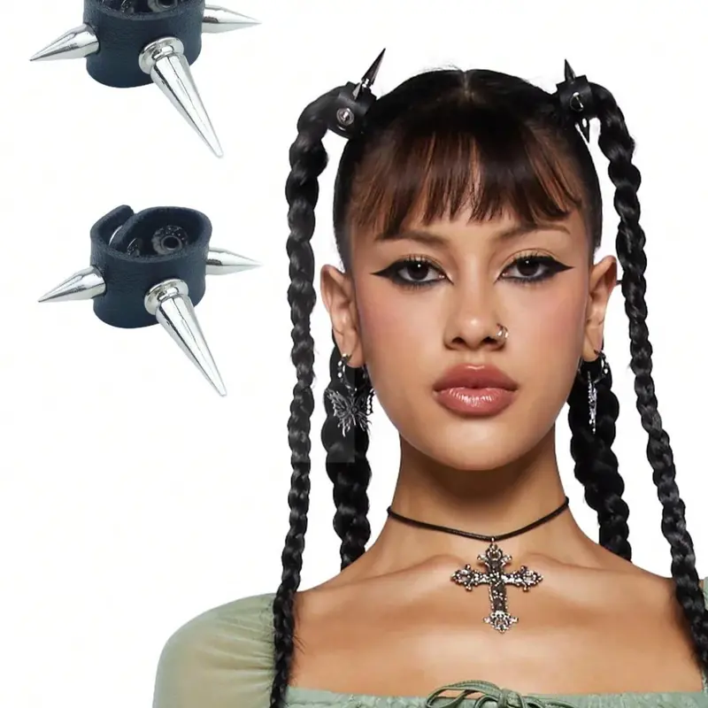Punk Style Spiked Decor Hair Accessory, Fashionable Hair Accessories for Women & Girls, Trendy All-match & Exquisite Hair Pin for Birthday Gift, Hairpins, Goddess Hair Clip, Hair Clips Metal
