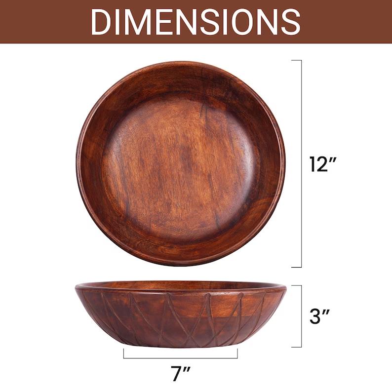 Dark Wood Bowl handmade, Hand Carved Wooden Bowl, Curved Wood Salad Bowl, Natural Wood Fruit Bowl, Decor Bowl for Living Room Kitchen