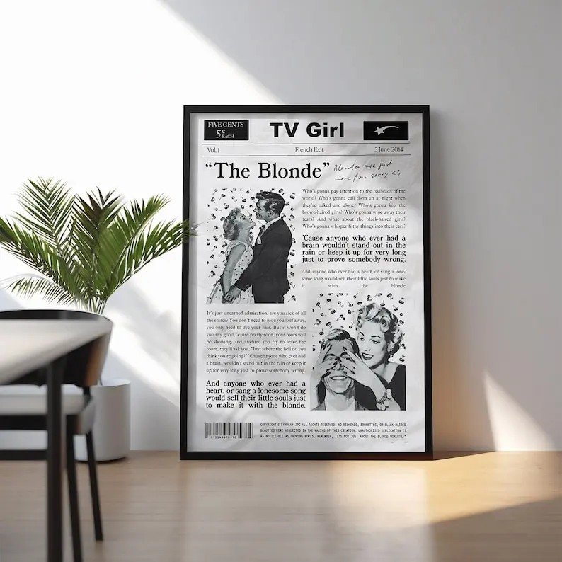 Unframe The Blonde Song Newspaper Poster | Essential TV Girl Poster | TV Girl Print | French Exit Poster | Music Gift