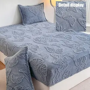 King Queen Size Bedding Set, Soft Butterfly Embroidery Design, Deep Pocket Fit Mattress, Perfect Gift for Dorm Bedroom, Comfy Bed Sets