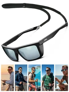 Ultra-Light Men's Polarized Sports Outdoor Sunglasses UV400 Protection 100% UVA/UVB Blocking HD TAC Lenses Non-Slip Temples with Sunglass Strap, Microfiber Cleaning Cloth & Sunglasses Case for Driving, Running, Hiking, Fishing, Golf