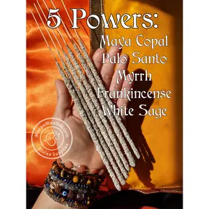 5 Powers Incense! To Purify, Protect and Bless! Maya Copal, Palo Santo, Myrrh, Frankincense & White Sage.