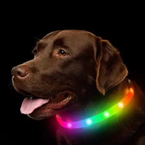 Rechargeable LED Dog Collar - RGB Color Changing Light Up Collar for Night Safety, Waterproof Design for Small, Medium & Large Dogs - Perfect for Walking, Camping & Outdoor Adventures NOVKIN