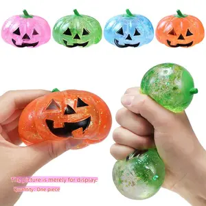 Halloween Style Pumpkin Head Glitter Squishy Toy, Marshmallow Texture Slow Rebound Stress Relief, Fun Interactive Fidget Gift, Stress Relief Gadgets