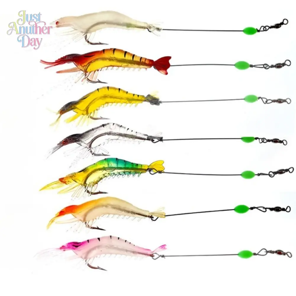 7cm Luminous Shrimp Rig Soft Lures, Pre-Rigged Bionic Shrimp Baits for Saltwater, Ideal for Bass, Snakehead and Redfish
