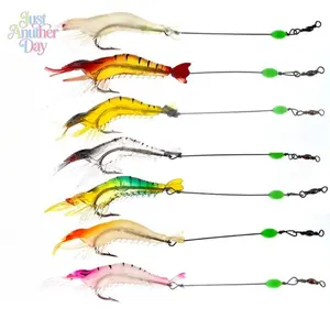 7cm Luminous Shrimp Rig Soft Lures, Pre-Rigged Bionic Shrimp Baits for Saltwater, Ideal for Bass, Snakehead and Redfish