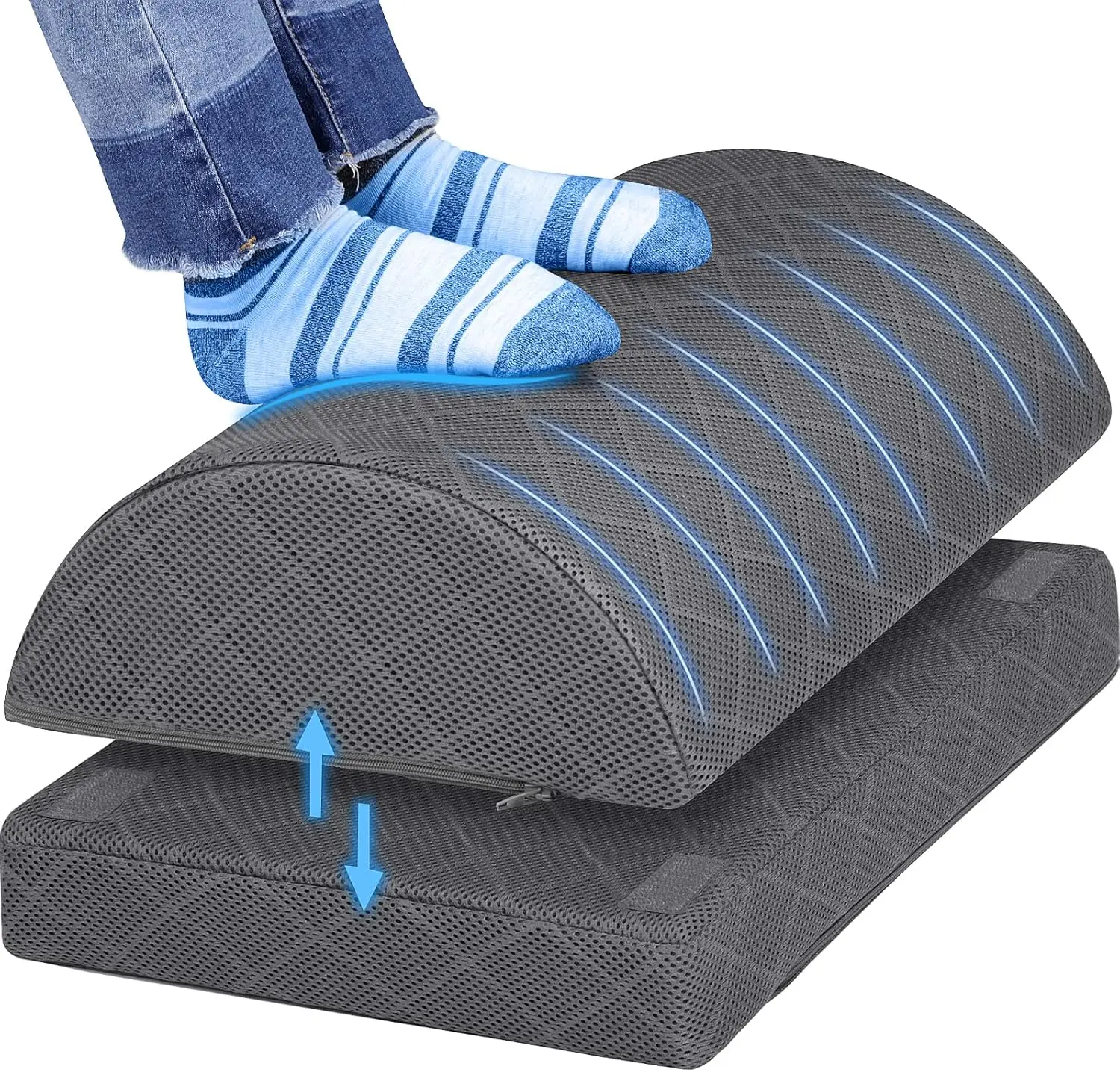 Foot Rest,Desk & Gaming Accessories,Foot Rest for Under Desk at Work,Comfortable Footrest with 2 Adjustable Heights & Removable Cover, Office Desk Accessories