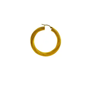 Argollas torcidas satinadas de oro 14K – Grosor 5 mm