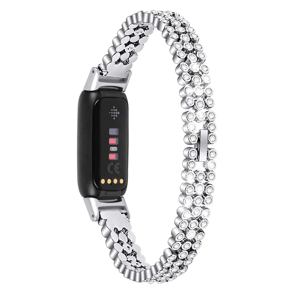 Bling Look Fitbit Luxe Replacement Band - Silver Steel-Alloy, Adjustable Size Nickel-Free Wearable Accessory for Fitbit Luxe Fitness Lovers, Hassle-Free Refund Guarantee