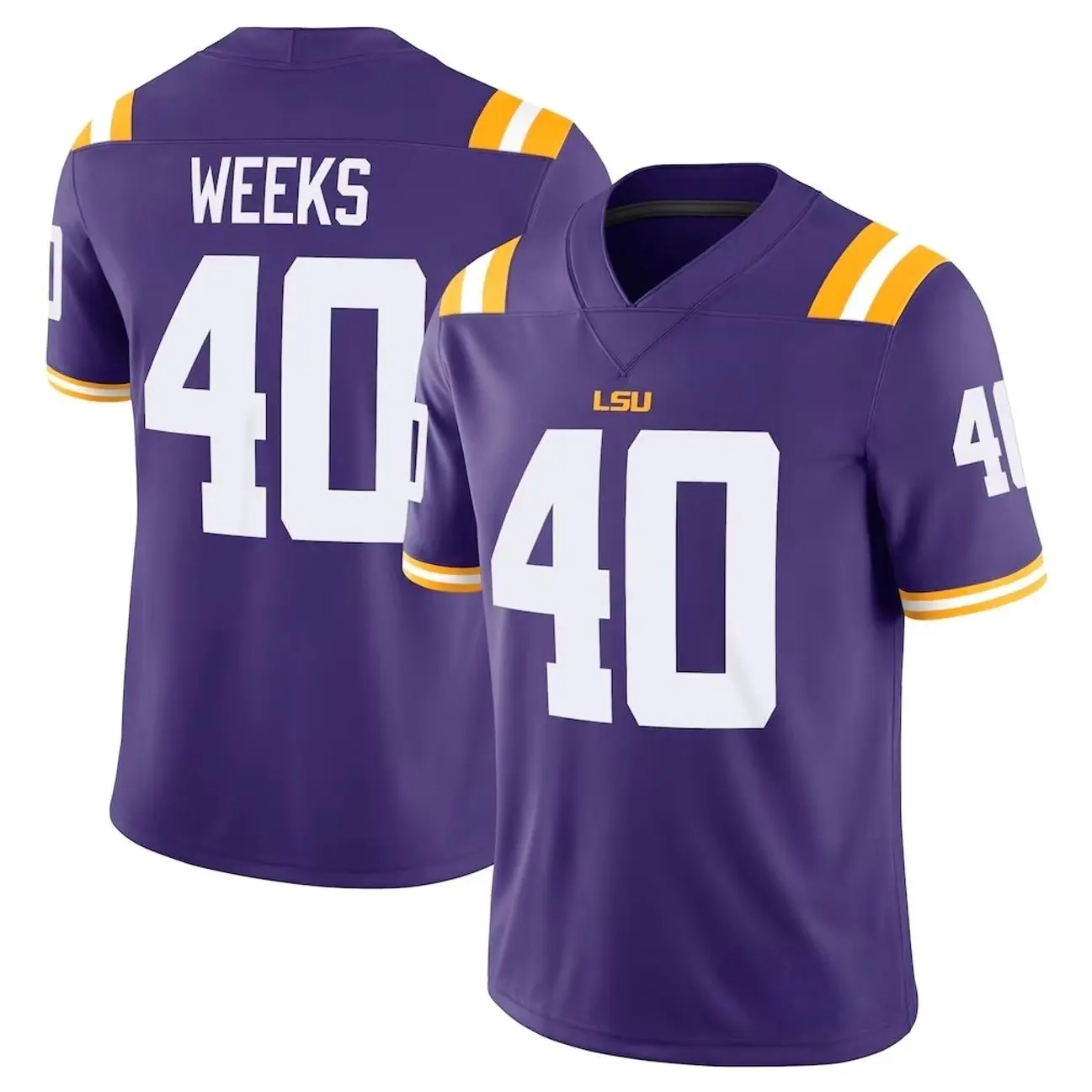 Men Football Jesey Whit Weeks LSU Tigers Home Football Game Jersey - Royal