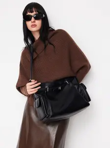CIDER DOUBLE POCKETS SQUARE BUCKLE TOTE BAG