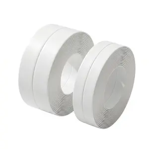 1.5" Self-Adhesive Caulking Tape, 2-Roll White Flexible PVC Seal Strip, Waterproof Anti-Mildew Sealing Tape for Bathroom & Kitchen, No-Tools Easy Installation (Sinks, Toilets, Bathtubs, Countertops)