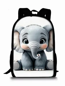 Cute Elephant Print Single-layer Backpack