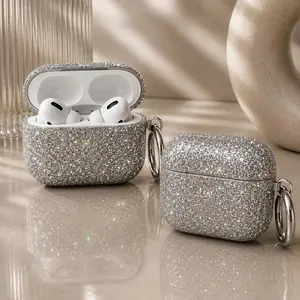 Y2K Silver Disco AirPods Case for AirPods Pro 2, AirPods 4 & 3 – Metallic Star Mirror Grid Earbuds Cover, Sparkly Chrome Aesthetic Protective Cute Gift for Her