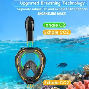 Professional Freediving Mask Set, Anti-Leak Full Dry Full Face Snorkel Mask