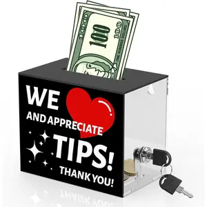Tip Jar for Bartender Tip Box Tip Jars Suggestion Box with Slot and Lock  Jar Donation Box with Lock 6 X 4 X 5 Inch Raffle Box for Bar Restaurant Musician  Driver