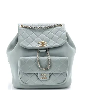 Pre-owned CHANEL Leather Backpacks Duma Drawstring Backpack Quilted Large by Rebag