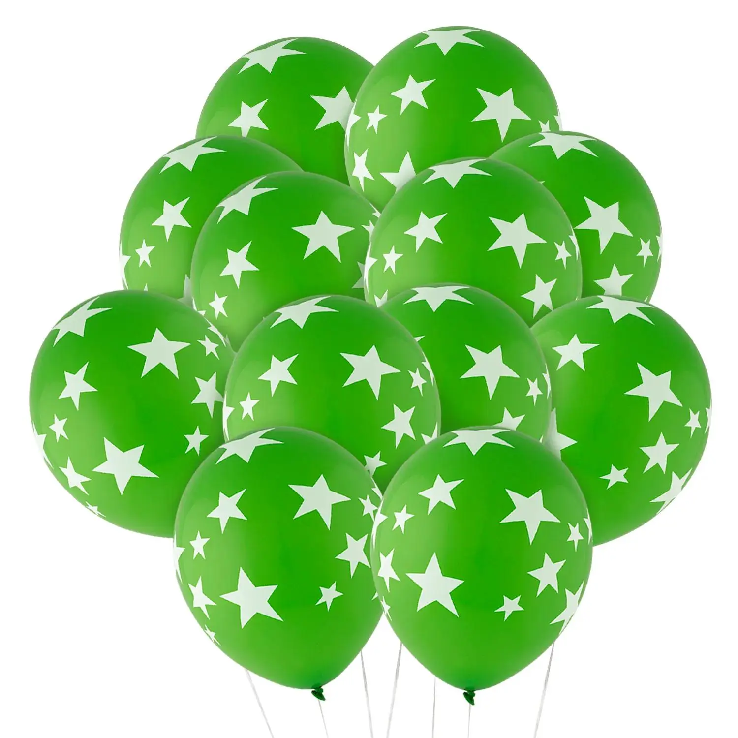 Bulk  144 Pc. Green with White Stars 11" Latex Balloons