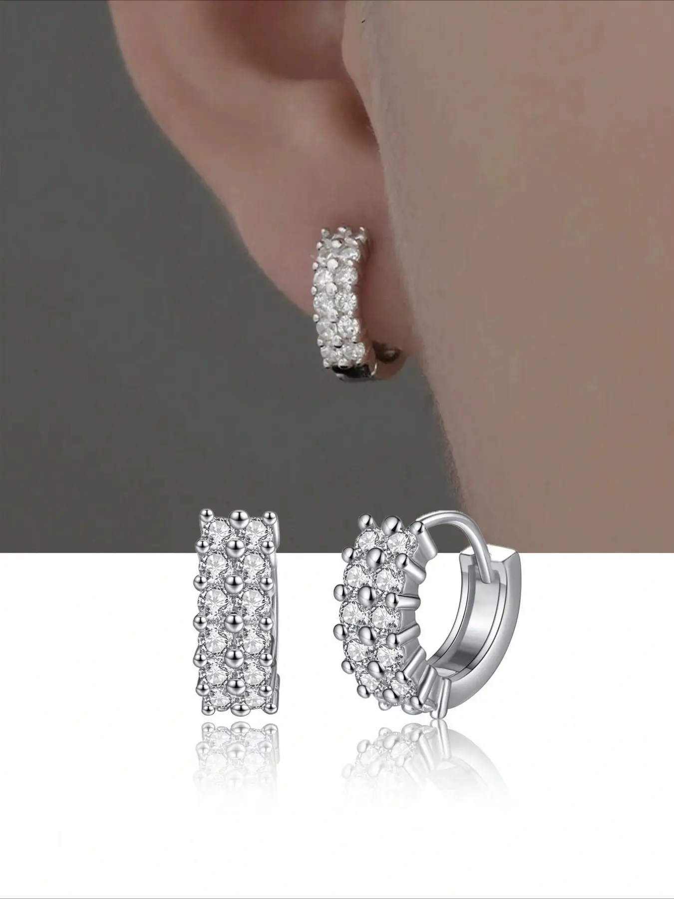 1pc Exquisite Style Anti-oxidation Full Diamond Men's Earrings, Suitable for Party Styling and Daily Decoration
