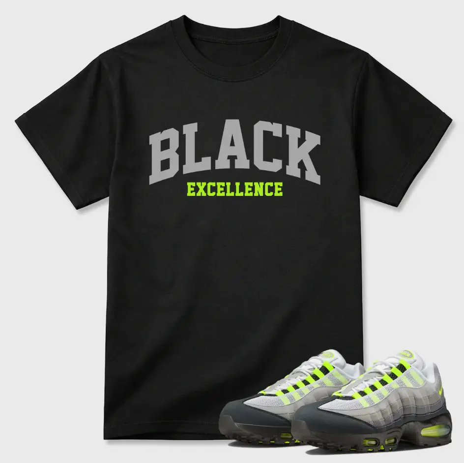 Black Ex Shirt To Match Air Max 95 OG Neon Yellow, OG Neon Yellow Sneaker Matching Shirt, Jordan Match Tee, Cotton Unisex Graphic T-Shirt