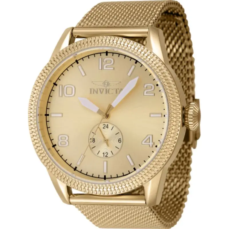 Invicta Men's 47136 Vintage Quartz Multifunction Gold Dial Watch