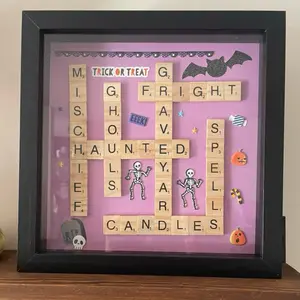 Holiday Scrabble Tile Shadow Box Decor Frames Halloween Christmas