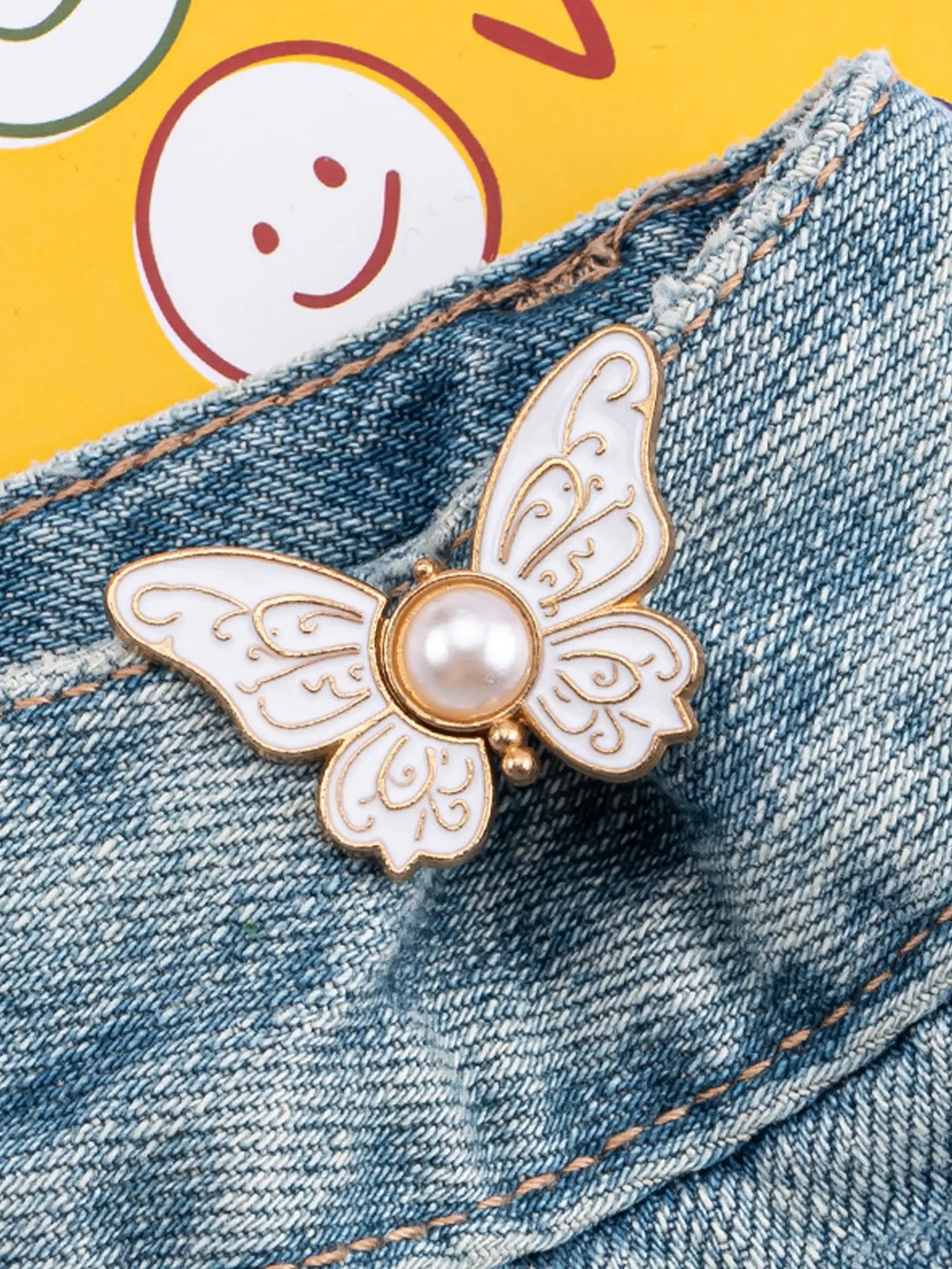 2-Pack Butterfly Alloy Adjustable Waist Cinch Buckles, No Sewing No Nails Detachable, Jeans Waist Adjuster Slimming Streetwear Essential