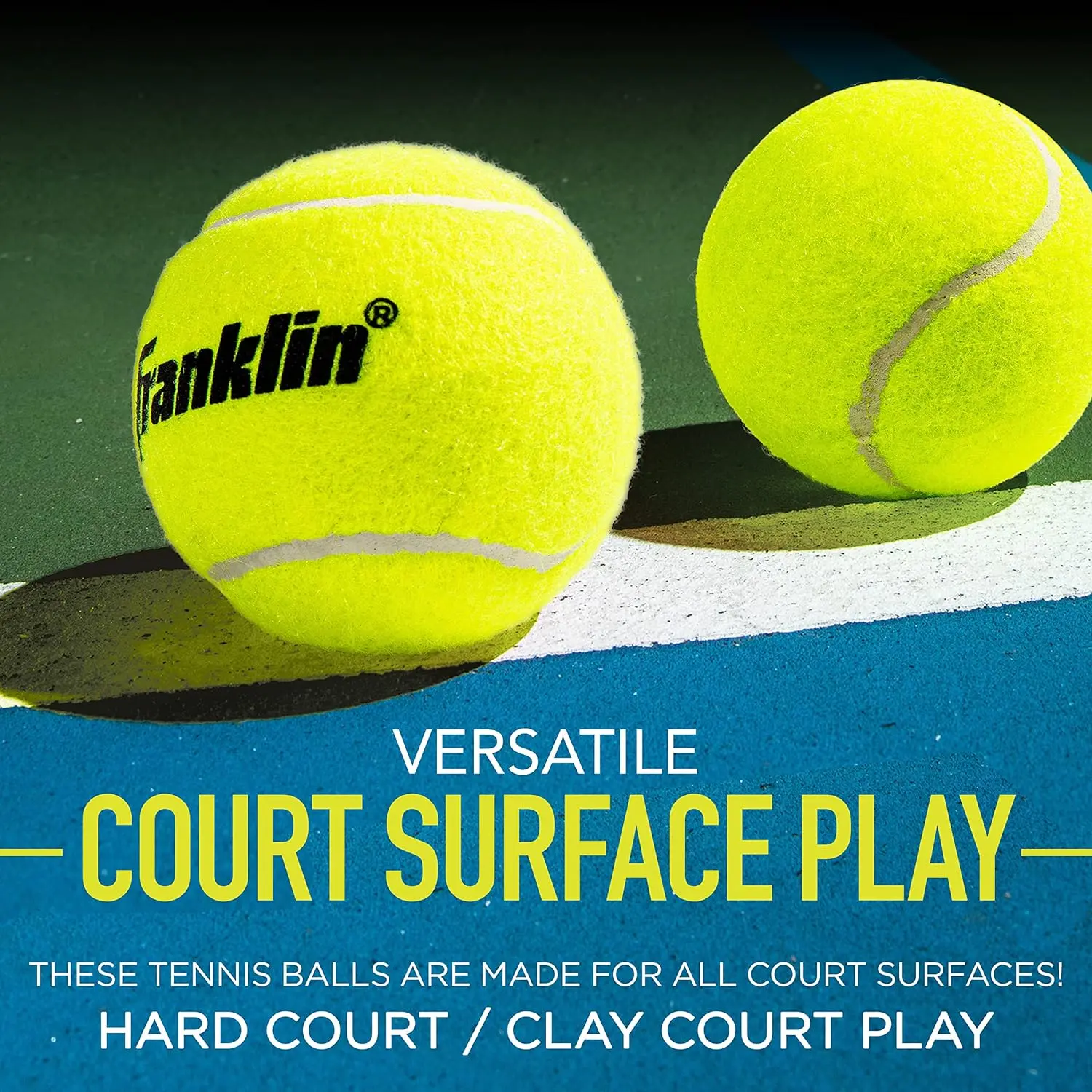 Franklin Sports Tennis Balls - Official Size Low Pressure - Great for Training + Practice - 3 Pack Can of Low Bounce All Court Surface