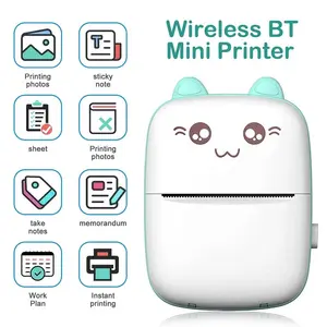 Mini Thermal Label Printer 1 Set Portable Rechargeable Photo Thermal Printer Portable Handheld Printer Inkless Thermal Printer Thermal Printers Multi-purpose Pocket Photo Printing Machine Set School Supplies Boy And Girl Thermal Printer