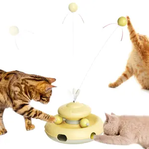 Cat Interactive Toys for Indoor Cats Dancer Supplies Bored Young Kitten Teaser Wand Feather Boredom Toy Weight Loss Kitty Tracking Balls Birthday Gift Adult Pet Enrichment Self Play High Energy Game