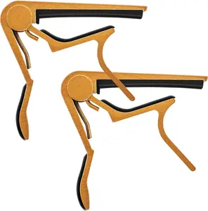 5 Core Guitar Capo for Acoustic & Electric Guitar 2Pcs Quick Change Kapo for 6 String Banjo Mandolin & Ukulele Fast Clip On Capotraste for Instrument Players - CAPO GLD 2Pcs