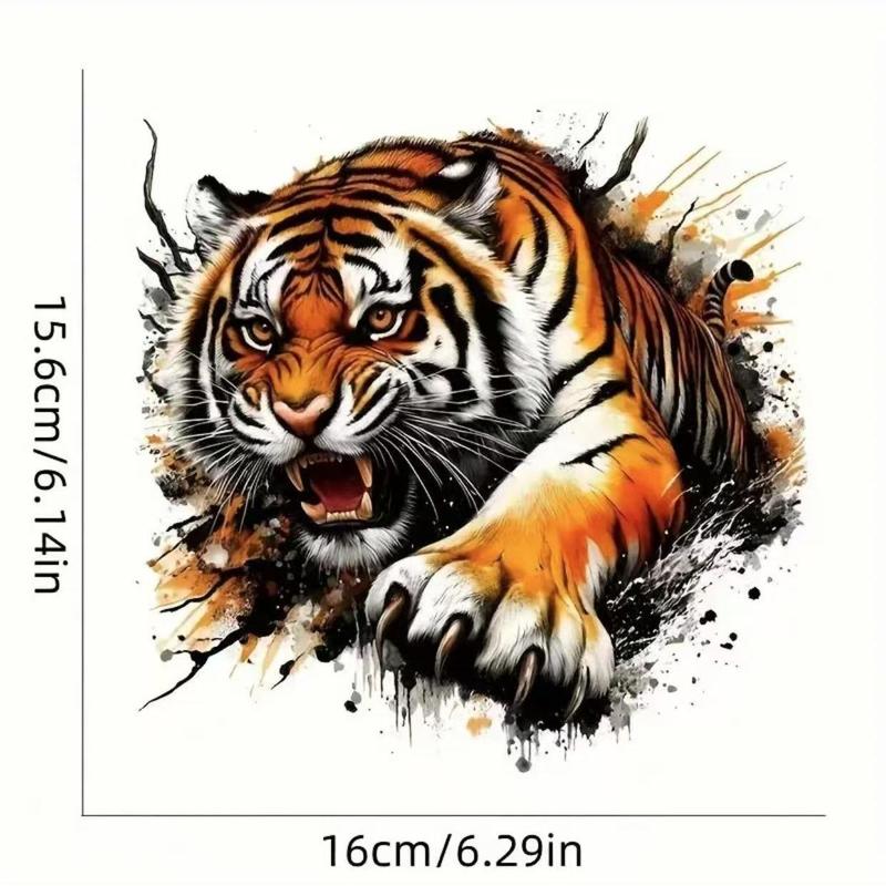 Tiger Pattern Car Sticker, Waterproof Car Decal, Vinyl Waterproof Decals, Universal Decoration Accessories for Car, Motorcycle, Laptop, Wall, Window & Bumper