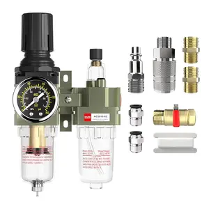 NPT 1/4 Air Regulator with Gauge,Air Compressor Water Separator with Accessories,matic  Filter  Oil (AC2010-02)