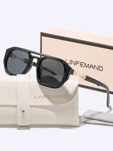 Linfemand Classic Vintage Dual-Bridge Fashion Uv400 Unisex Casual Eyewear Trendy Vintage Sunglasses Daily Office Driving Travel Holiday Gift