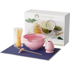 7 Pcs Matcha Whisk Set, Perfect Matcha Kit for Matcha Lovers Includes Ceramic Bowl, Bamboo Whisk, Holder, Scoop, Sifter & Cloth