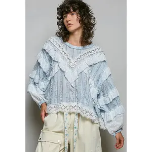 Elsa Lace and Gauze Baby Blue Top