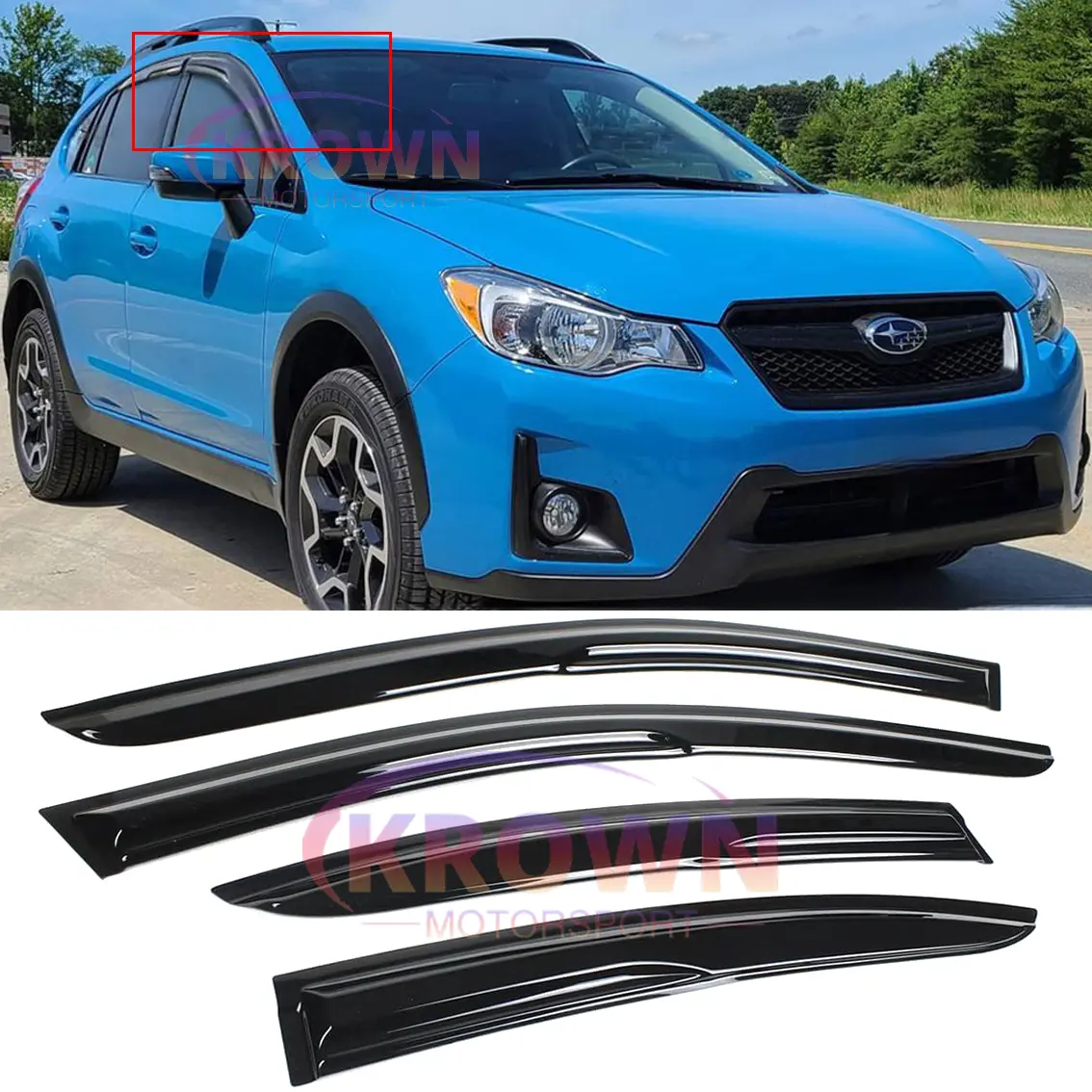 FITS 2013-2017 SUBARU CROSSTREK XV & 2012-2016 IMPREZA HATCHBACK JDM MUGEN STYLE WINDOW VISOR RAIN GUARD
